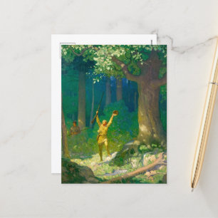 Cartão Postal De Festividades Huntsman por Newell Convers Wyeth