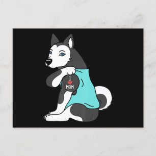 Cartão Postal De Festividades Husky   Amo a Mamãe Tatuagem Husky Engraçado Dia d