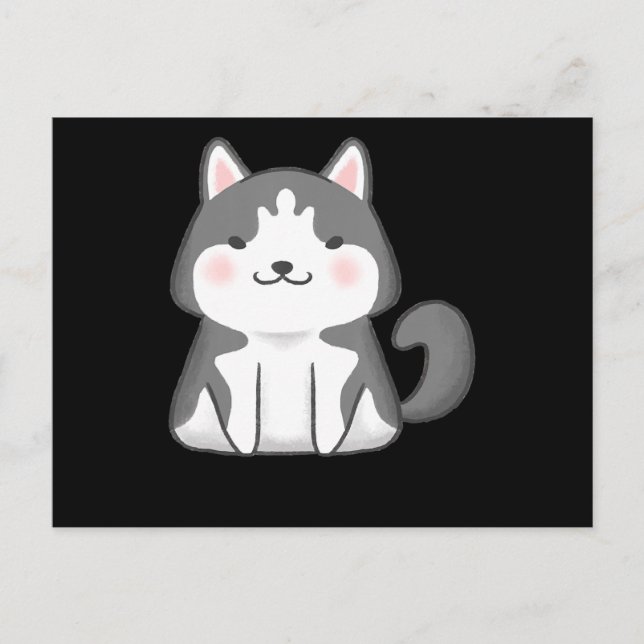 Cartão Postal De Festividades Husky | Kawaii Cachorro Siberiano Husky Anime Japo (Frente)