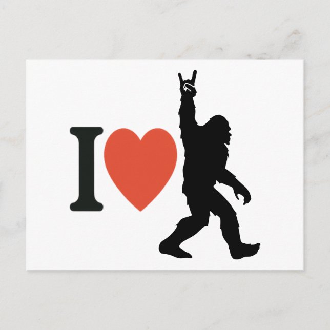 Cartão Postal De Festividades I Love Bigfoot Rock On (Frente)