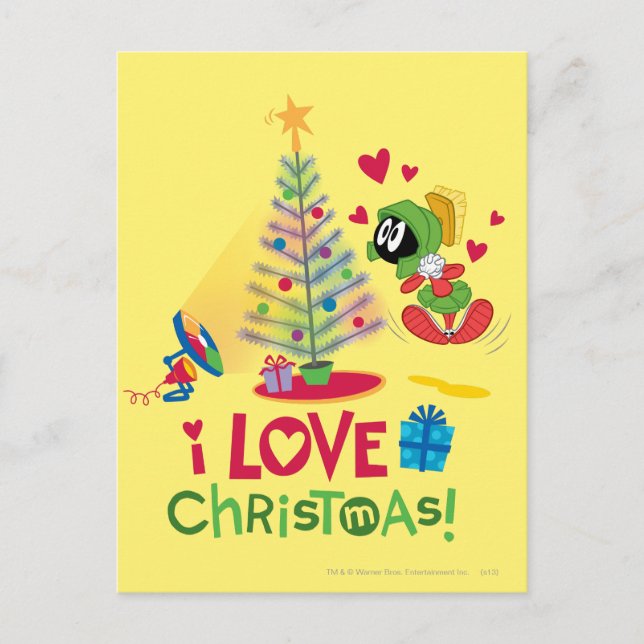 Cartão Postal De Festividades I Love Christmas - MARVIN THE MARTIAN™ (Frente)