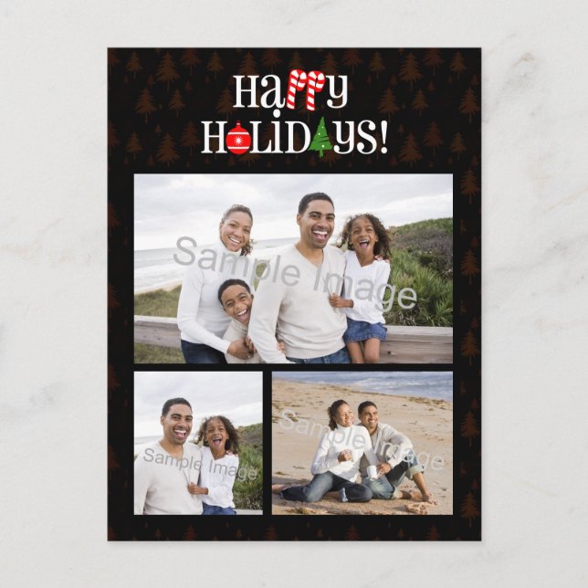 Cartão Postal De Festividades Ícones das Letras de Feriados Felizes (Frente)