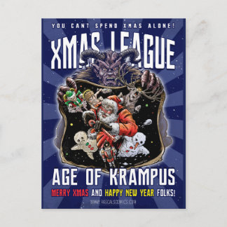 Cartão Postal De Festividades Idade da liga do Xmas de Krampus