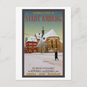 Cartão Postal De Festividades Igreja de Amberg Weihnachten