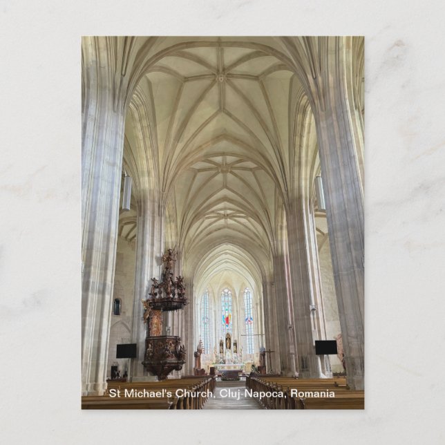 Cartão Postal De Festividades Igreja de Michael rua, Cluj-Napoca, Romênia, sobre (Frente)
