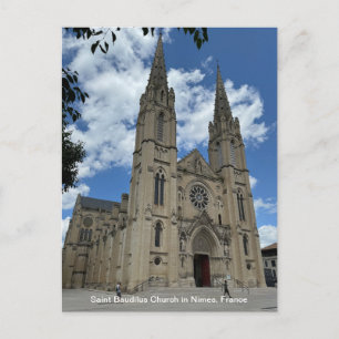Cartão Postal De Festividades Igreja de Saint Baudilus em Nimes, França, em um
