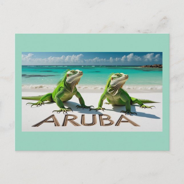 Cartão Postal De Festividades iguanas verdes em aruba (Frente)