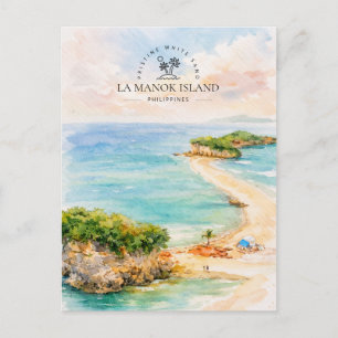 Cartão Postal De Festividades Ilha La Manok Filipinas Souvenir de Aquarela