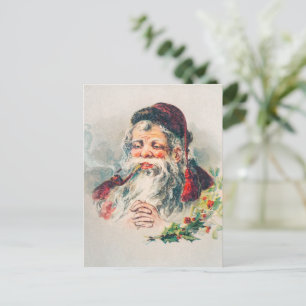 Cartão Postal De Festividades Ilustração Antiga do Papai Noel