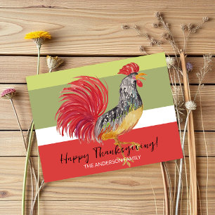 Cartão Postal De Festividades Ilustração Aquarela Galo Vermelho do País