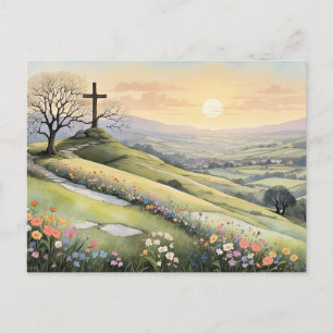 Cartão Postal De Festividades ilustração artística do nascer do sol da Páscoa