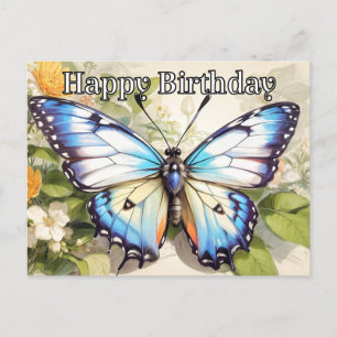 Cartão Postal De Festividades Ilustração bonito da Borboleta Vintage