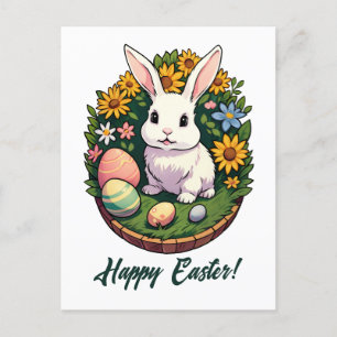 Cartão Postal De Festividades Ilustração Clássica de Coelhinho de Páscoa. Felz p