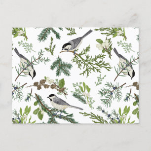 Cartão Postal De Festividades Ilustração da Floresta Natural de Natal com Aquare