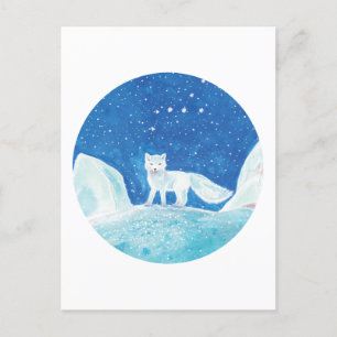 Cartão Postal De Festividades Ilustração da Pequena Raposa Árctica (Vulpes lagop