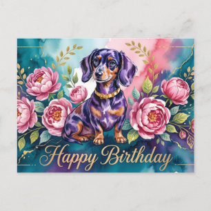 Cartão Postal De Festividades Ilustração de Aniversário do Dachshund