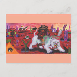 Cartão Postal De Festividades Ilustração de Aquarela O Menino Anda Branco Liones