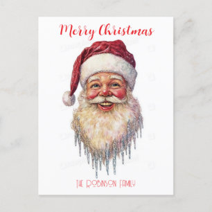 Cartão Postal De Festividades Ilustração de arte da barba de Papai Noel.