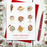 Cartão Postal De Festividades Ilustração de assar bonitinho<br><div class="desc">Feliz cartão de Natal personalizado para o bolo, sobremesa e amantes de assar em sua vida. Este design bonito inclui todos os seus favoritos de bolo e torta em ilustrações adoráveis, incluindo bolo de chocolate, tarte de limão merengue, eclair, tatuagem de tarte francesa, gateau da Floresta Negra, cheesecake de morango,...</div>