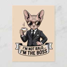 Cartão Postal De Festividades Ilustração de Café com Gato Sphynx Chefe
