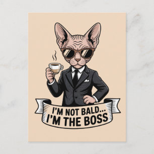 Cartão Postal De Festividades Ilustração de Café com Gato Sphynx Chefe