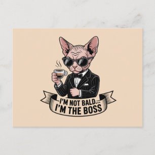 Cartão Postal De Festividades Ilustração de Café com Gato Sphynx Chefe