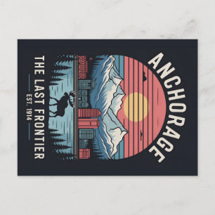 Cartão Postal De Festividades Ilustração de Cartaz de Viagem Retro de Anchorage