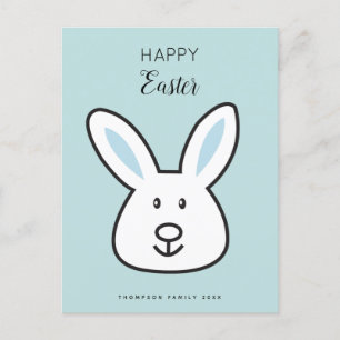 Cartão Postal De Festividades Ilustração de Coelho da Páscoa Azul Pastel
