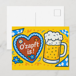 Cartão Postal De Festividades Ilustração de Coração e Cerveja em Quadrinhos do O