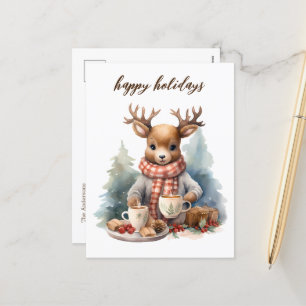 Cartão Postal De Festividades ilustração de cores d'água da placa de natais vint