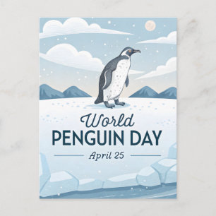 Cartão Postal De Festividades Ilustração de Inverno do Dia Mundial do Pinguim na