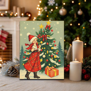 Cartão Postal De Festividades Ilustração de Natal Antiga