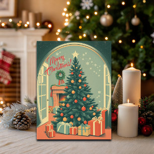 Cartão Postal De Festividades Ilustração de Natal Antiga