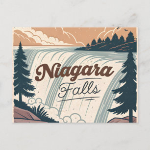 Cartão Postal De Festividades Ilustração de Viagem Retro Antiga das Cataratas do