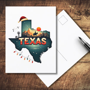 Cartão Postal De Festividades Ilustração do Mapa do Estado de Natal do Texas