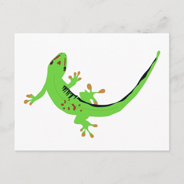 Cartão Postal De Festividades Ilustração do Réptil Gecko Lizard (Frente)