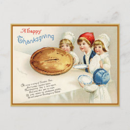 Cartão Postal De Festividades Ilustração Feliz de Ação de Graças da Vintage Wate