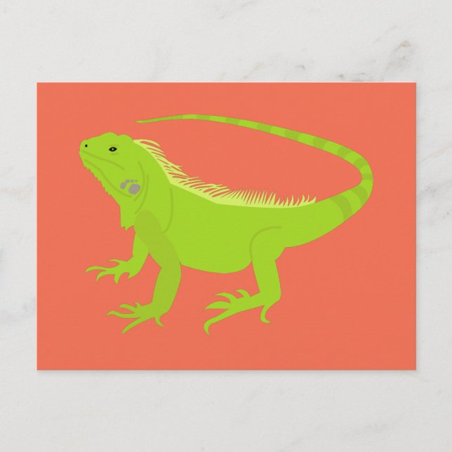 Cartão Postal De Festividades Ilustração Iguana Lizard (Frente)