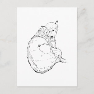 Cartão Postal De Festividades Ilustração Minimalista de Cachorro Husky Siberiano