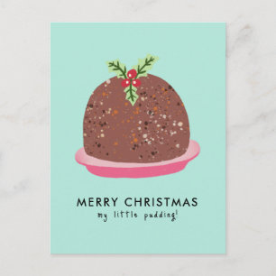 Cartão Postal De Festividades Ilustração Moderna de Pudim de Natal Alegre
