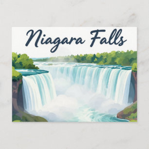 Cartão Postal De Festividades Ilustração Paisagística Pintura das Cataratas do N