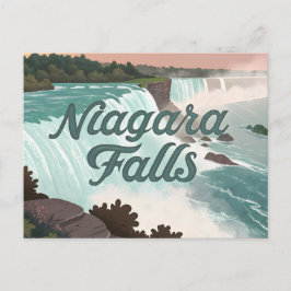 Cartão Postal De Festividades Ilustração Texturizada Vintage das Cataratas do Ni