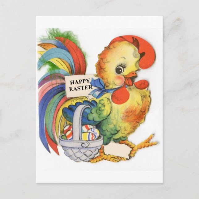 Cartão Postal De Festividades Imagem de Páscoa Vintage (Frente)