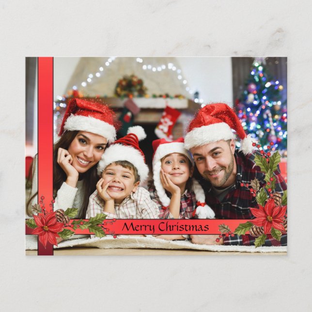 Cartão Postal De Festividades Imagem do Quadro de Fita Vermelha Mistletoda Water (Frente)