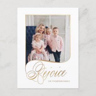 Cartão Postal De Festividades Imagem do Script Elegante Dourado Rejoice Calliogr