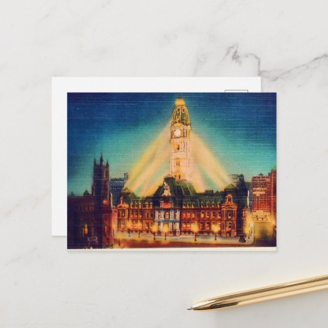 Cartão Postal De Festividades Imagem noturna da Câmara Municipal (Frente/Verso In Situ)