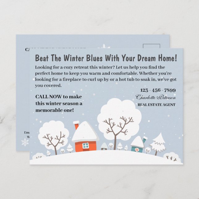 Cartão Postal De Festividades Imóveis de inverno e marketing (Frente/Verso)