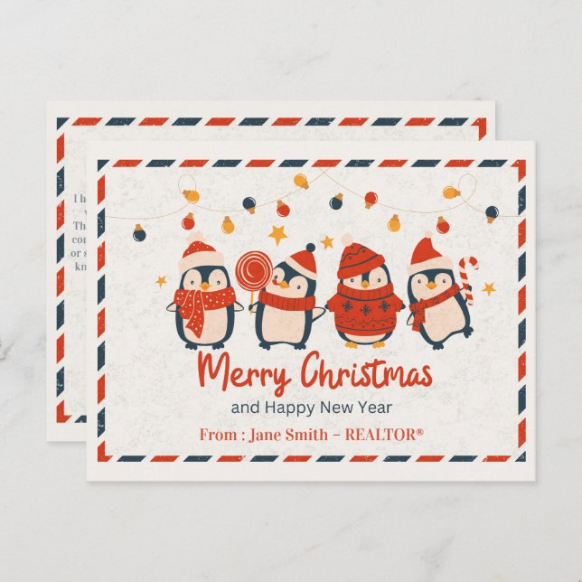 Cartão Postal De Festividades Imóveis Feliz Natal e Feliz ano novo (Frente/Verso)