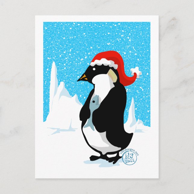 Cartão Postal De Festividades Imperador Pinguim Natal (Frente)