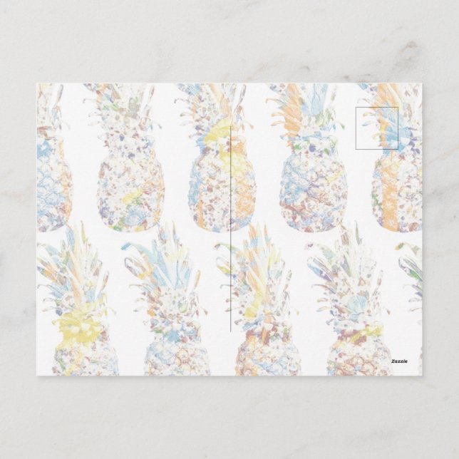 Cartão Postal De Festividades Impressão de ananás colorida (Verso)